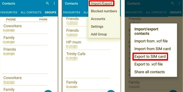 Haga una copia de seguridad de los contactos en Android guardando los contactos en la tarjeta SIM