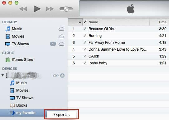 Exportar lista de reproducción de iPod para transferir a iTunes