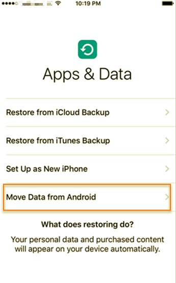 Utilice la aplicación Mover a iOS para transferir contactos de HTC a iPhone