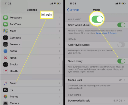 Transferir música de iPhone a iPhone usando Apple Music
