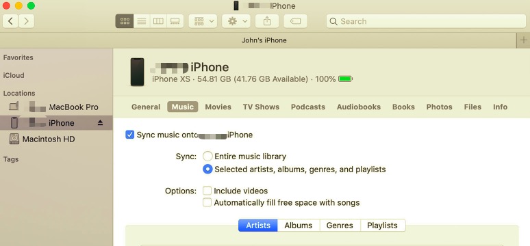 Sincronizar música entre Mac y iPhone con Finder
