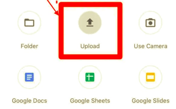 Toque Cargar en Google Drive para transferir fotos desde iPhone a PC sin iTunes