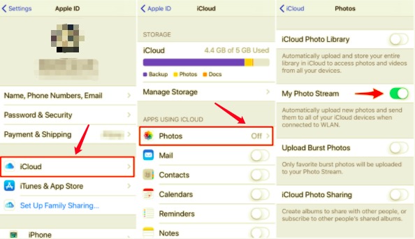 Transferir fotos de iPhone a iPad usando iCloud y Photo Stream