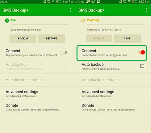 Transferir mensajes de Android a Android usando SMS Backup +