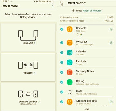 Transferir mensajes de texto de Android a Android usando Smart Switch