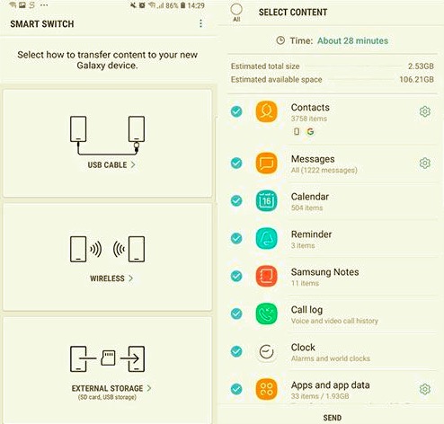 Transferir mensajes de texto de Android a Android usando Smart Switch