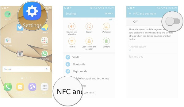 Transferencia de datos entre Samsung a través de Nfc