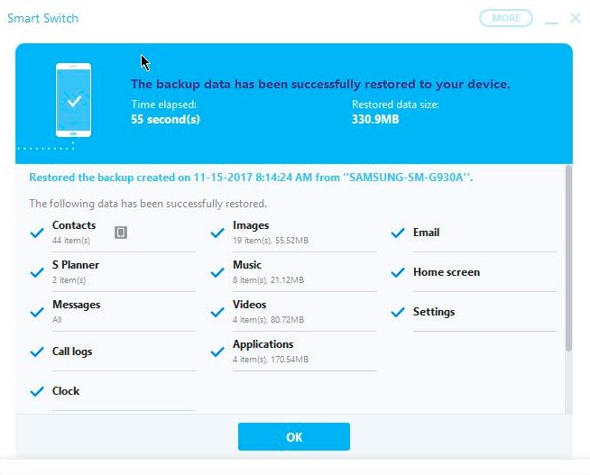 Transferir fotos desde un teléfono Samsung a una computadora usando Smart Switch