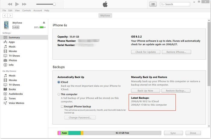 Las últimas copias de seguridad de Iphone de Icloud