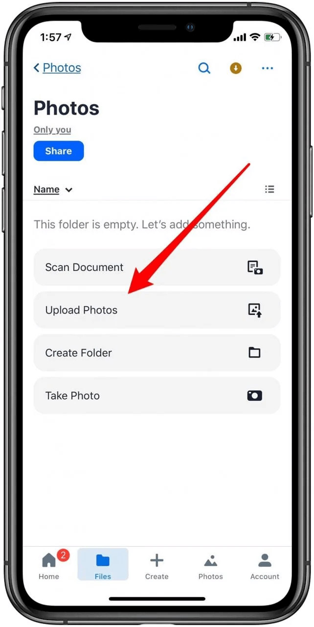 Uso de Dropbox para sincronizar fotos desde el iPhone a la computadora