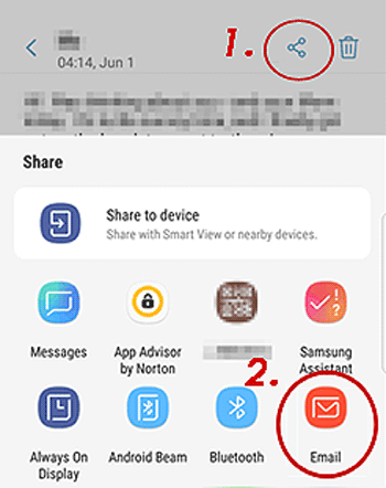 Transferencia de datos de Samsung a Samsung mediante correo electrónico