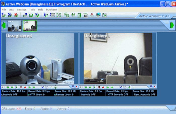 Software de grabación de cámara web activa para Windows 10