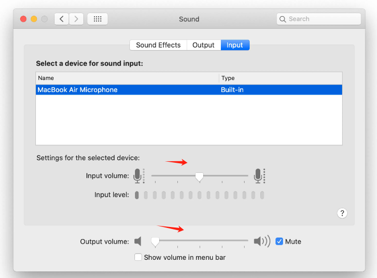 Ajuste la configuración de entrada y salida de sonido en Mac para solucionarlo