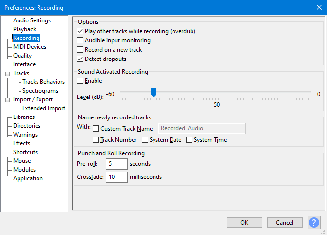 Otras soluciones sobre cómo solucionar el problema "Audacity no graba": ajuste las configuraciones de grabación de Audacity