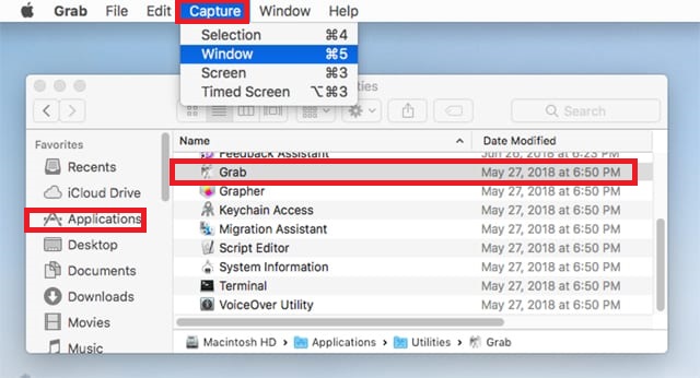 Utilice Grab para tomar capturas de pantalla en Mac
