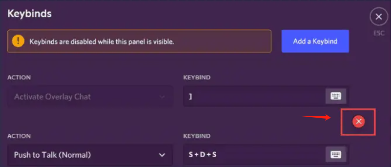 Elimine combinaciones de teclas personalizadas para solucionar el problema de Discord