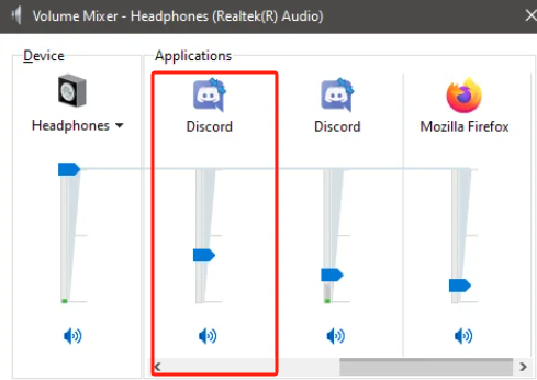 Ajustar el volumen cuando Discord no tiene sonido