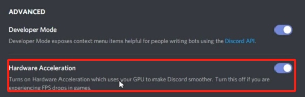 Desactivar la aceleración de hardware
