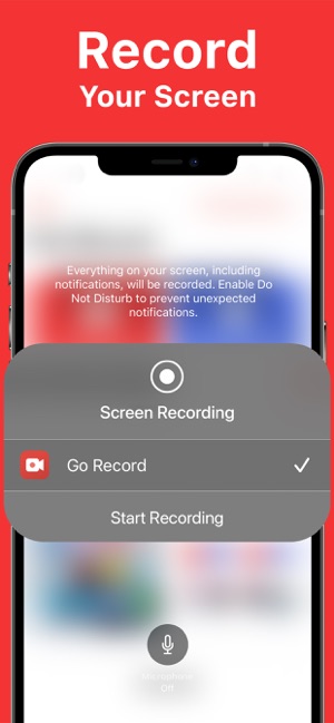 Grabación de pantalla con sonido en iPhone a través de la aplicación Go Record