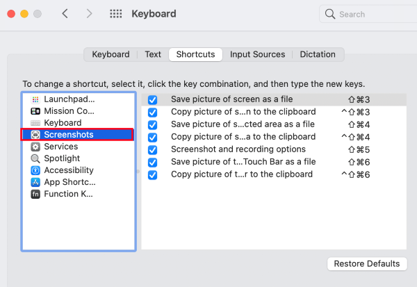 Revise la configuración de los métodos abreviados de teclado cuando las capturas de pantalla no funcionan