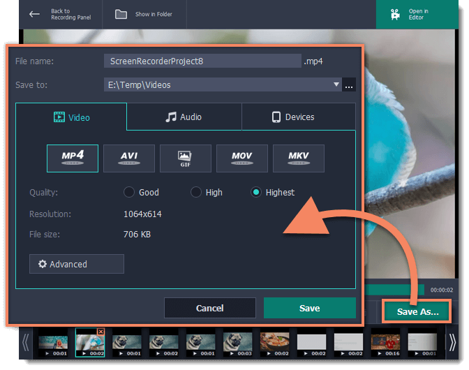 Software de captura de vídeo Movavi