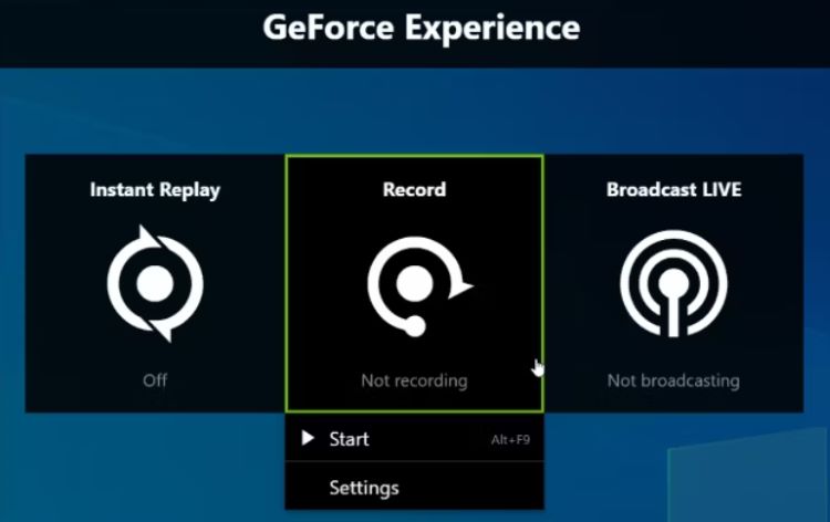 Grabar juegos en Windows 10 a través de NVIDIA