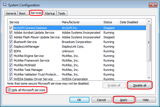 Error de solución de problemas "El registro de pantalla no funciona": realice un inicio limpio