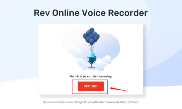 Grabador de audio recomendado en línea - Rev Online Voice Recorder