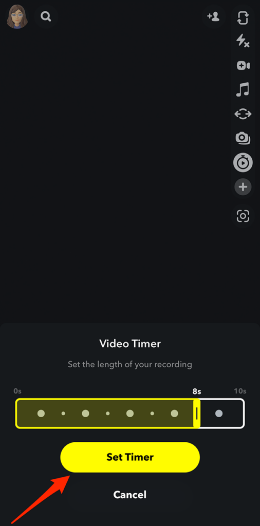 Graba en Snapchat sin mantener presionado el botón: configura el temporizador