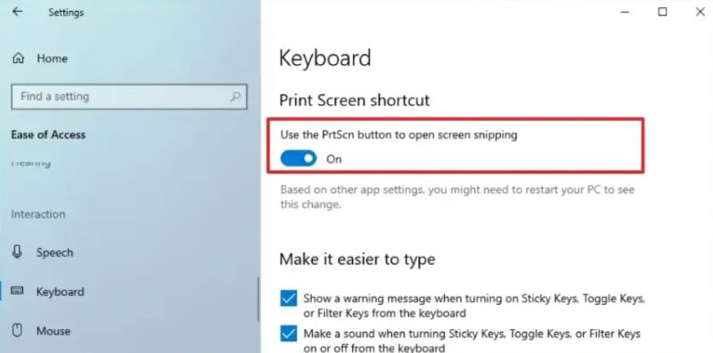 Active el acceso directo de Imprimir pantalla para solucionar el problema de que la pantalla de impresión no funciona