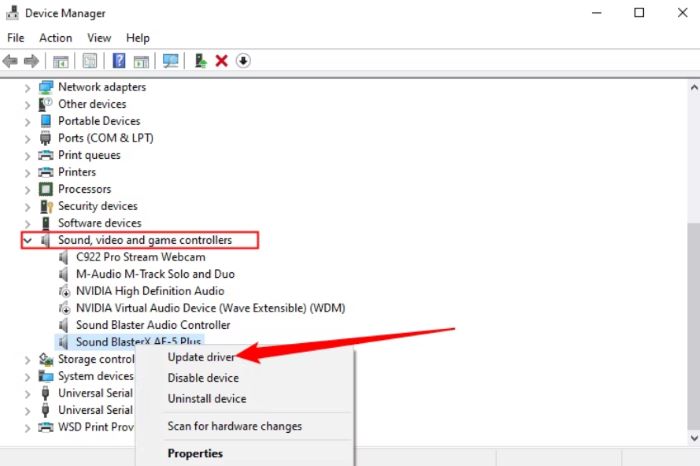 Actualice el controlador de audio para resolver el problema del micrófono