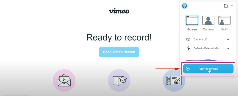 Utilice la grabadora de pantalla de Vimeo