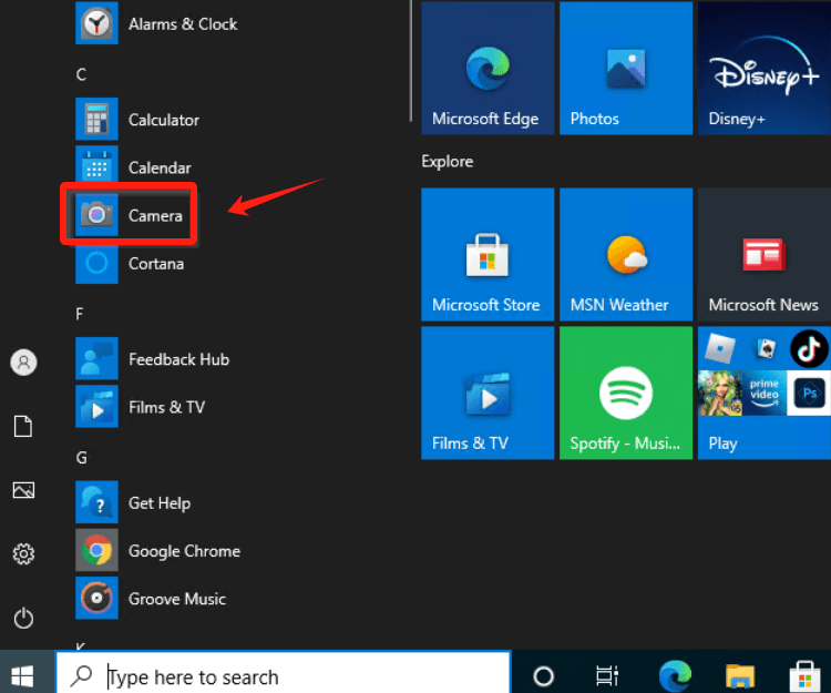 Grabar cámara web en Windows 10 usando la cámara incorporada