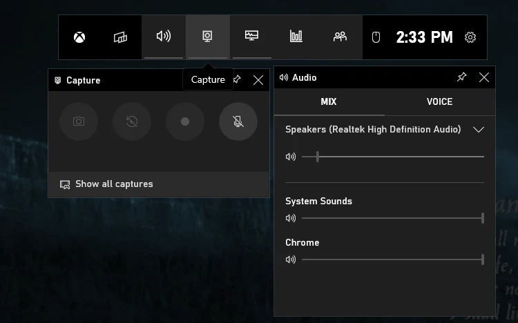 Grabar cámara web en Windows 10 usando la barra de juegos de Xbox