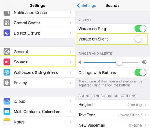Desactivar la vibración en su iPhone
