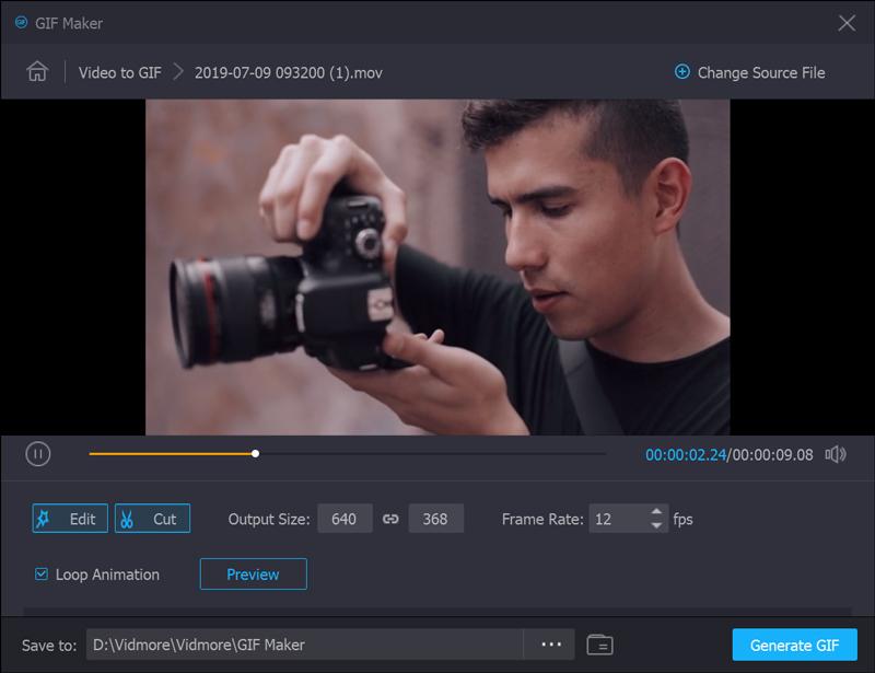 Recortar video a GIF usando Vidmore Video Converter