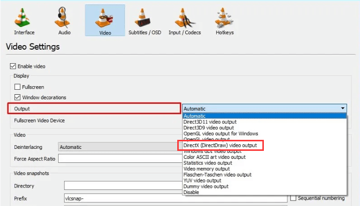 VLC Upscale a 4K cambiando la configuración de salida