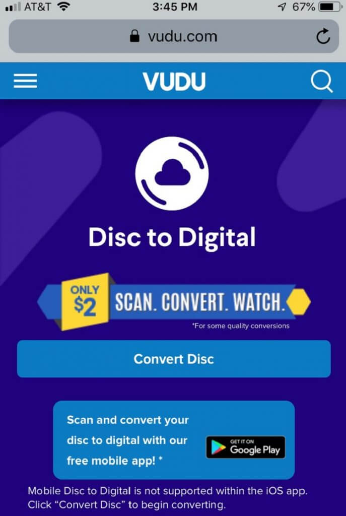 Use Vudu para convertir discos de Disney a formato digital