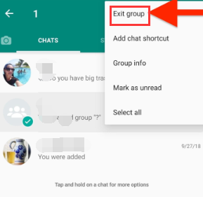 Eliminar un chat grupal en WhatsApp