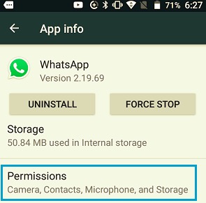 Permitir que los permisos de contacto de WhatsApp en Android corrijan los contactos que no se muestran