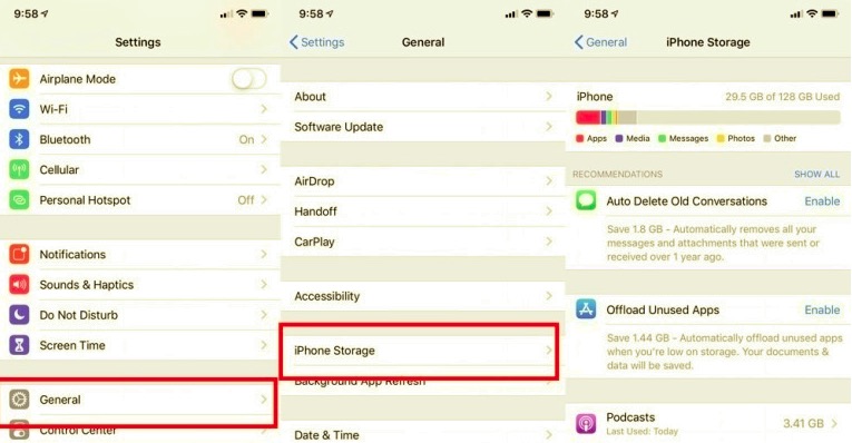 Compruebe el almacenamiento del iPhone para averiguar por qué WhatsApp no ​​responde
