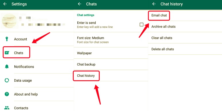 Transfiera los chats de WhatsApp de Android a iPhone a través del chat por correo electrónico