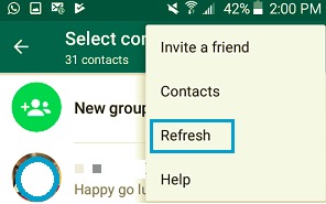 Actualizar los contactos de WhatsApp para corregir los contactos que no muestran problemas