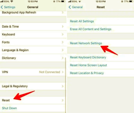 Restablecer la configuración de red en iPhone para arreglar los contactos de WhatsApp que no se muestran