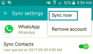 Restablecer la sincronización de WhatsApp para corregir los contactos que no muestran problemas