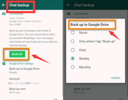 Desactivar las copias de seguridad automáticas de Google Drive mediante WhatsApp