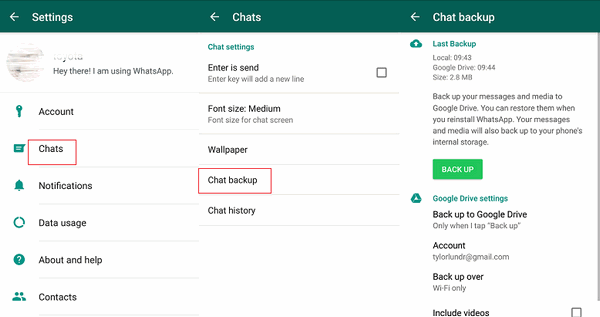 Hacer una copia de seguridad de los chats de Whatsapp en un dispositivo Android