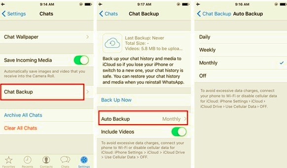 Copia de seguridad local de WhatsApp en iPhone