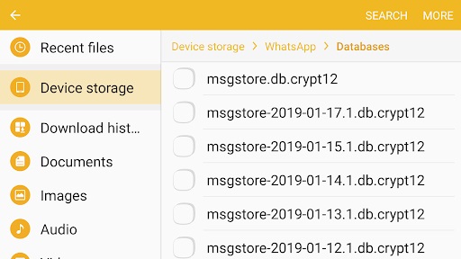 Cambiar el nombre del archivo de copia de seguridad de WhatsApp