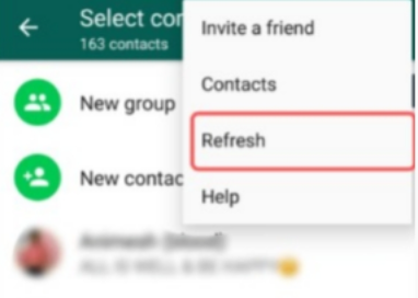 Actualización de la lista de contactos de WhatsApp para arreglar los contactos de WhatsApp que no muestran nombres